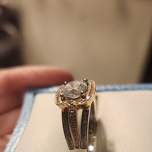 14K Rose &  White Gold Halo Style Semi Mount( 2k CZ center stone)